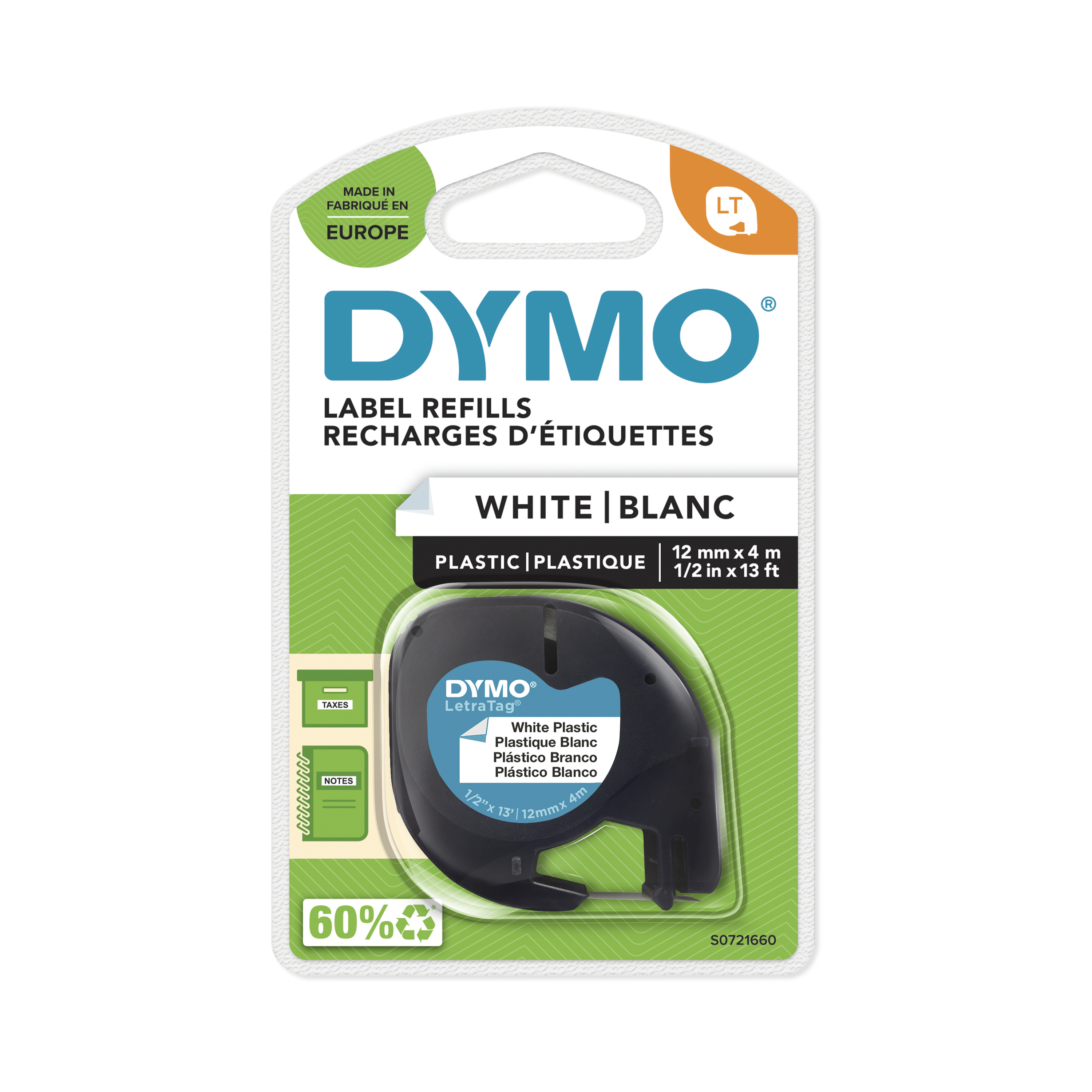 NASTRO DYMO LETRATAG PLASTICA BIANCO S0721660