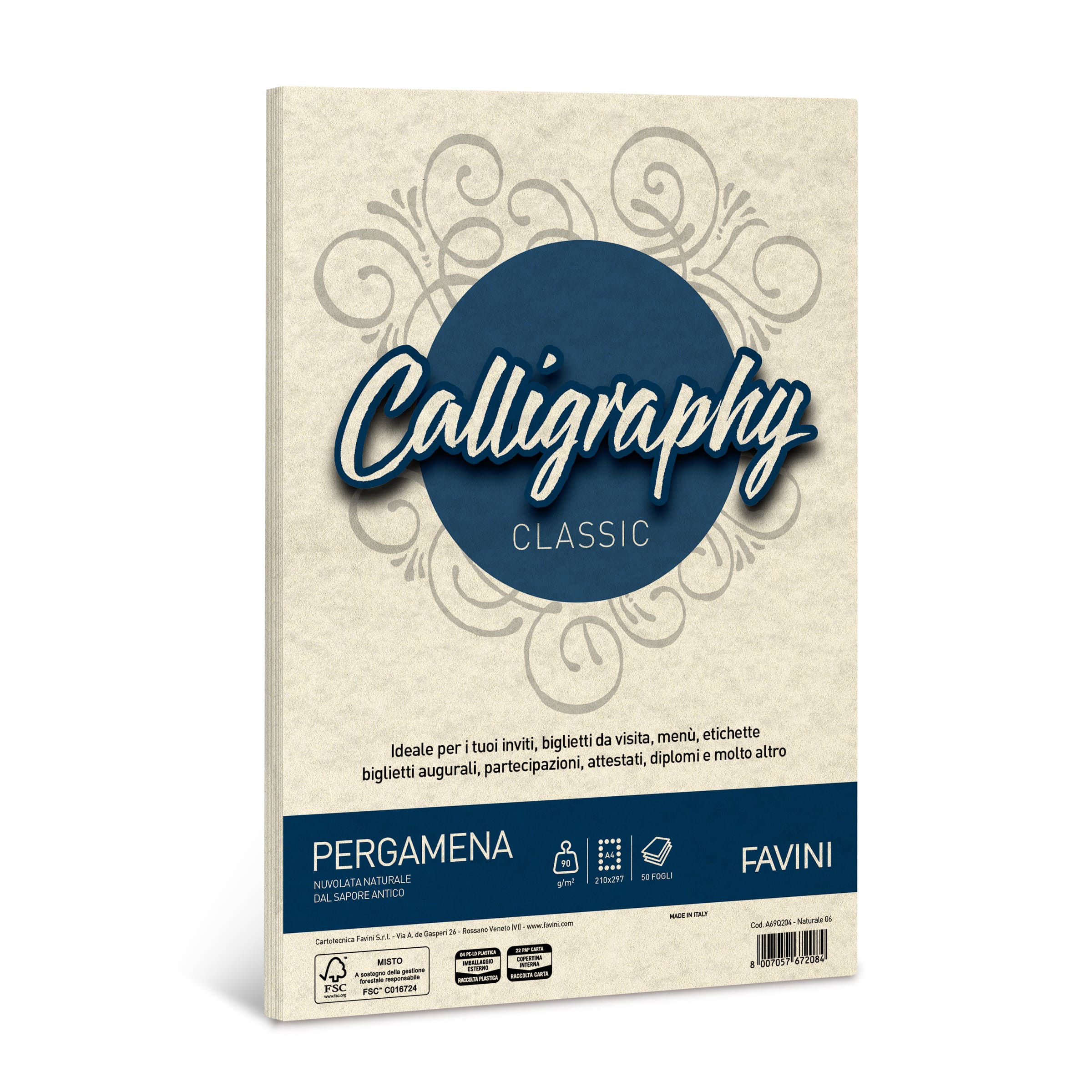 CARTA CALLIGRAPHY PERGAMENA NATURALE 90 GR. 50 FG. A69Q204