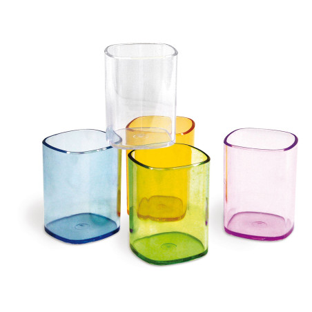 BICCHIERE PORTAPENNE TRASPARENTE AZZURRO