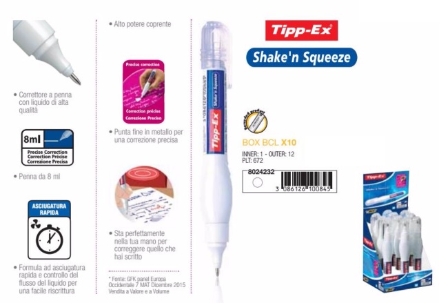 CORRETTORE TIPPEX A PENNA 8 ML 10 PZ 8024203