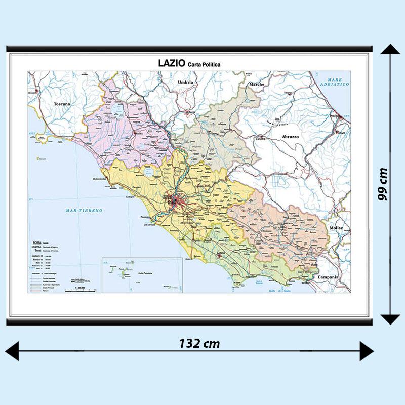 CARTA GEOGRAFICA LAZIO SCOLASTICA MURALE MS19PL