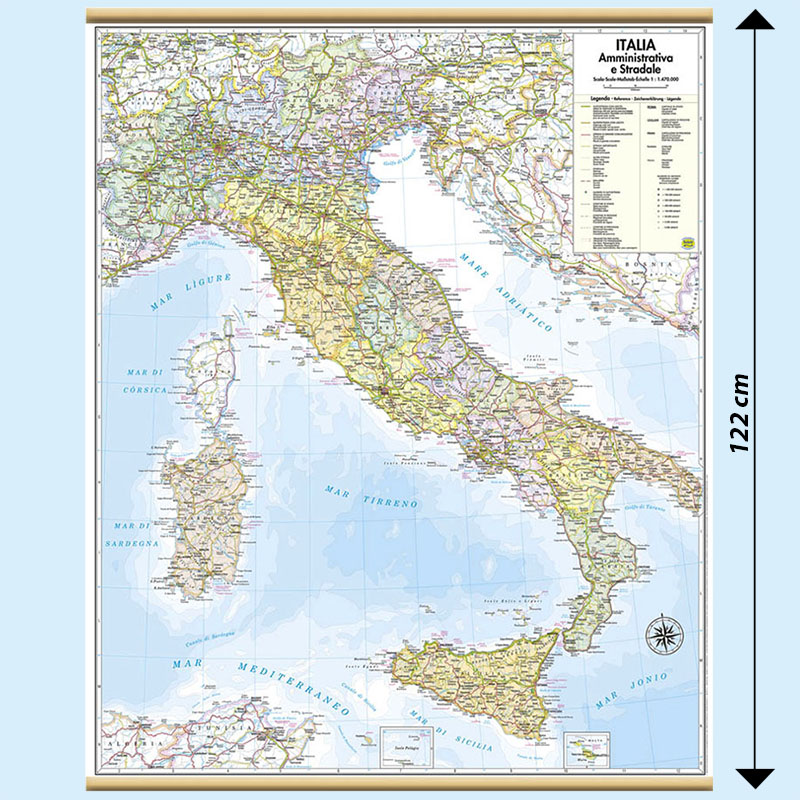 CARTA GEOGRAFICA ITALIA MURALE AMMINISTRATIVA M08PL