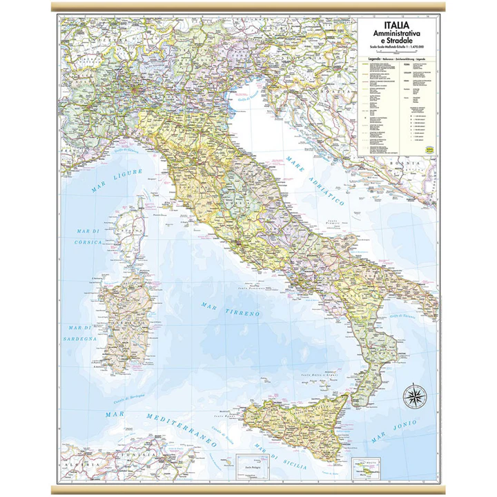 CARTA GEOGRAFICA ITALIA MURALE MEDIA 70X100 M06PP
