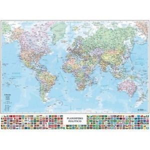 CARTA GEOGRAFICA MONDO C/BANDIER.PLAST M09PL