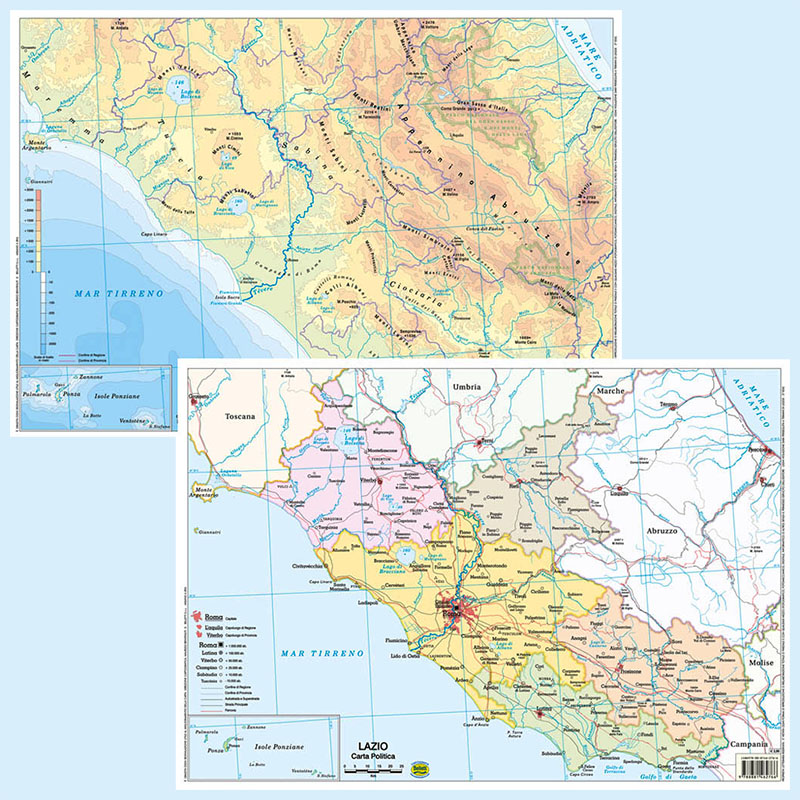 CARTA GEOGRAFICA LAZIO DA BANCO PLASTIFICATA BS15P