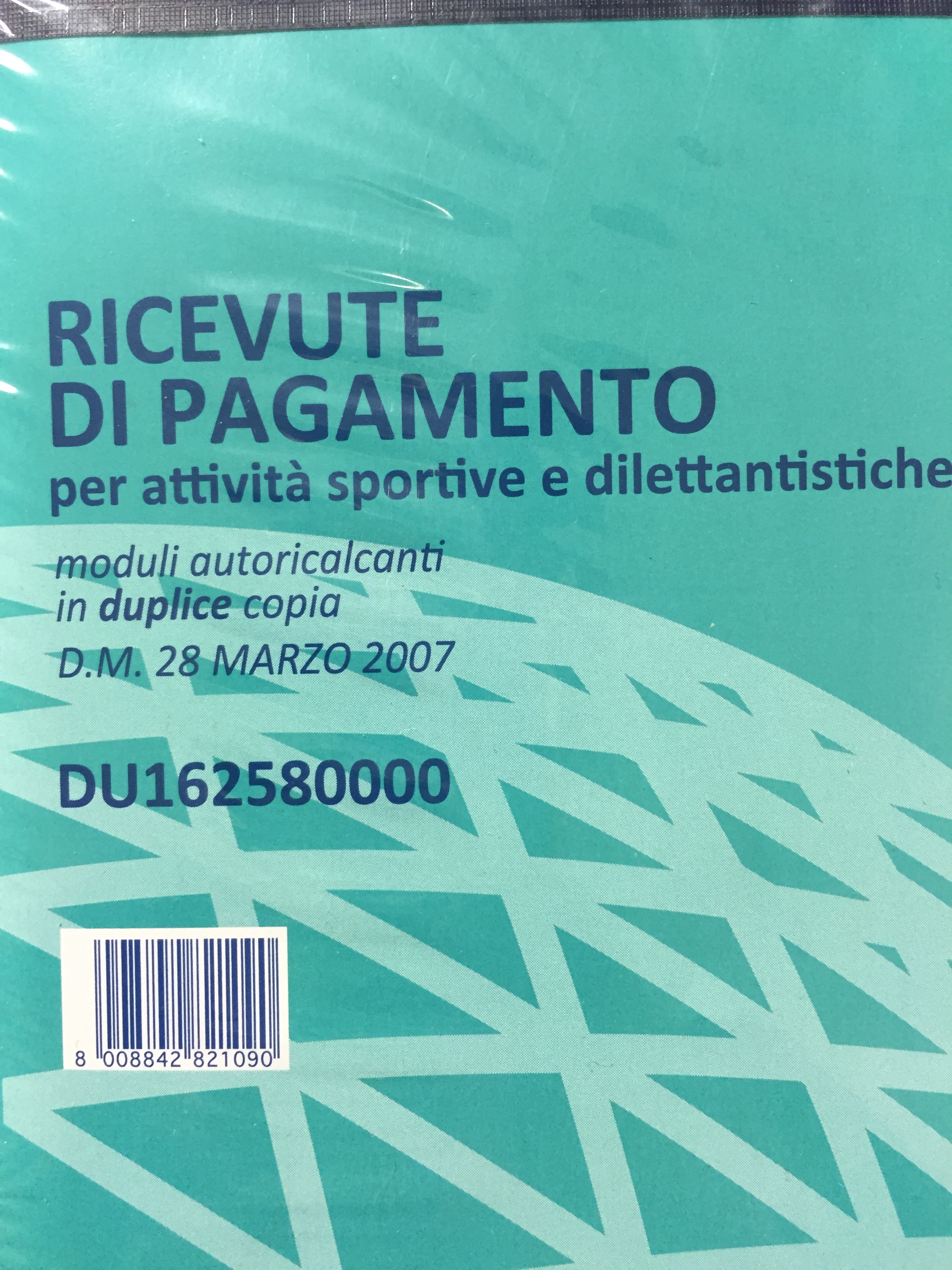 BLOCCO RICEVUTE ATTIVITA' SPORTIVA 16,5x11,5 DU162580000