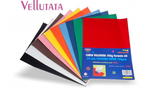 CARTA VELLUTATA COLORI ASSORTITI 10 FG. FP10