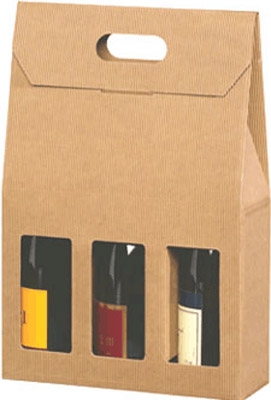 SCATOLA PORTA 3 BOTTIGLIE ONDA AVANA 27X9X41 SCA4033196