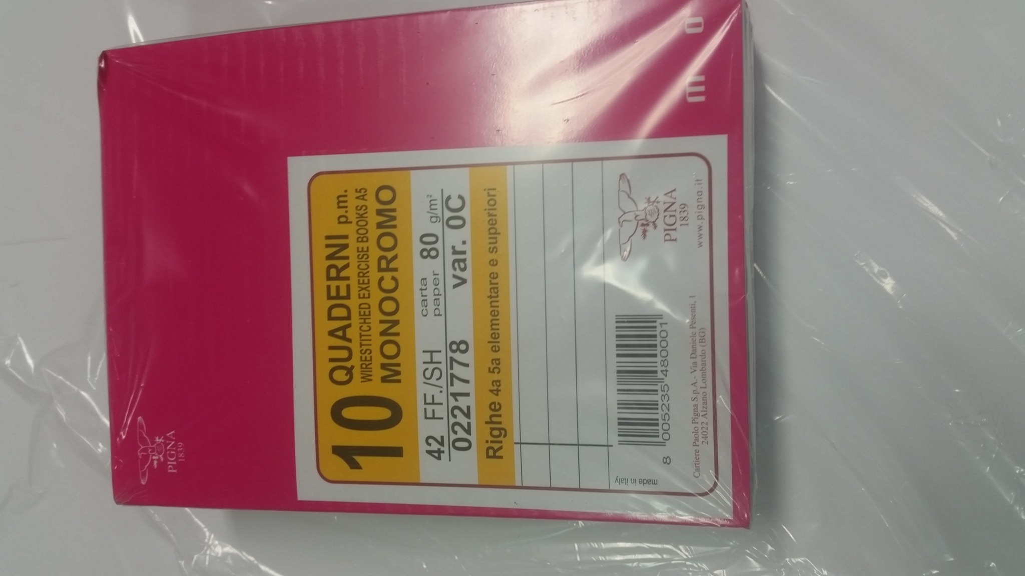 QUADERNO MONOCROMO 42 FG. RIG. C 02217780C