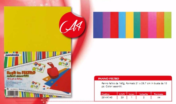 FOGLI FELTRO HARD 160 GR. ASSORTITI 23NIK140