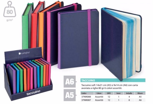 TACCUINO HARD A5 COLORI ASSORTITI 37NIK088