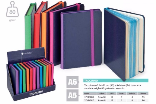 TACCUINO HARD 9X14 COLORI ASSORTITI 37NIK087