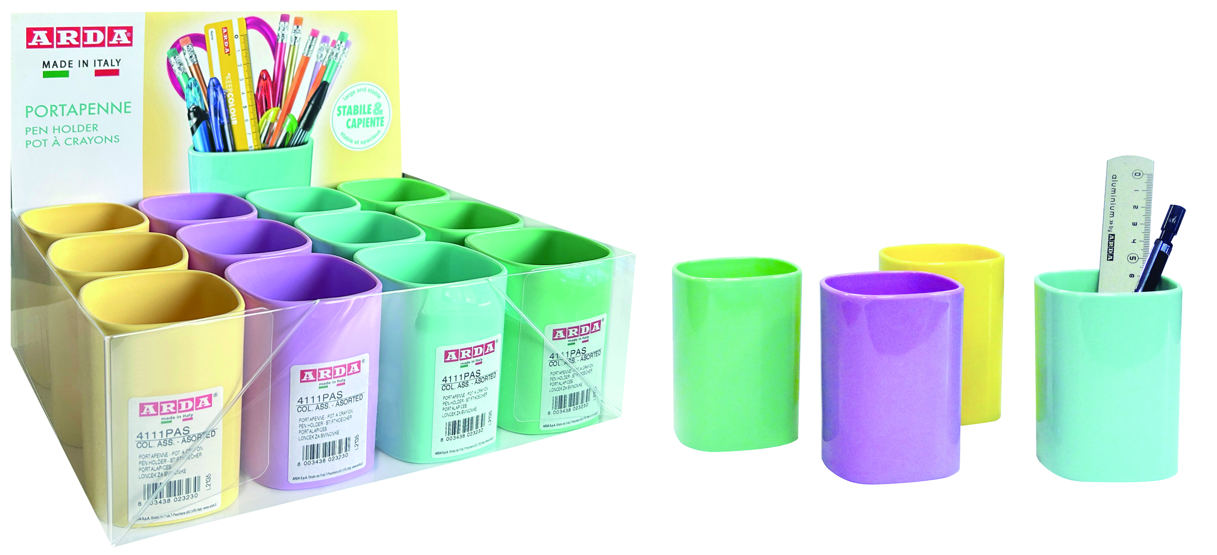 BICCHIERE PORTA PENNE COLORI PASTELLO 4111PASESP