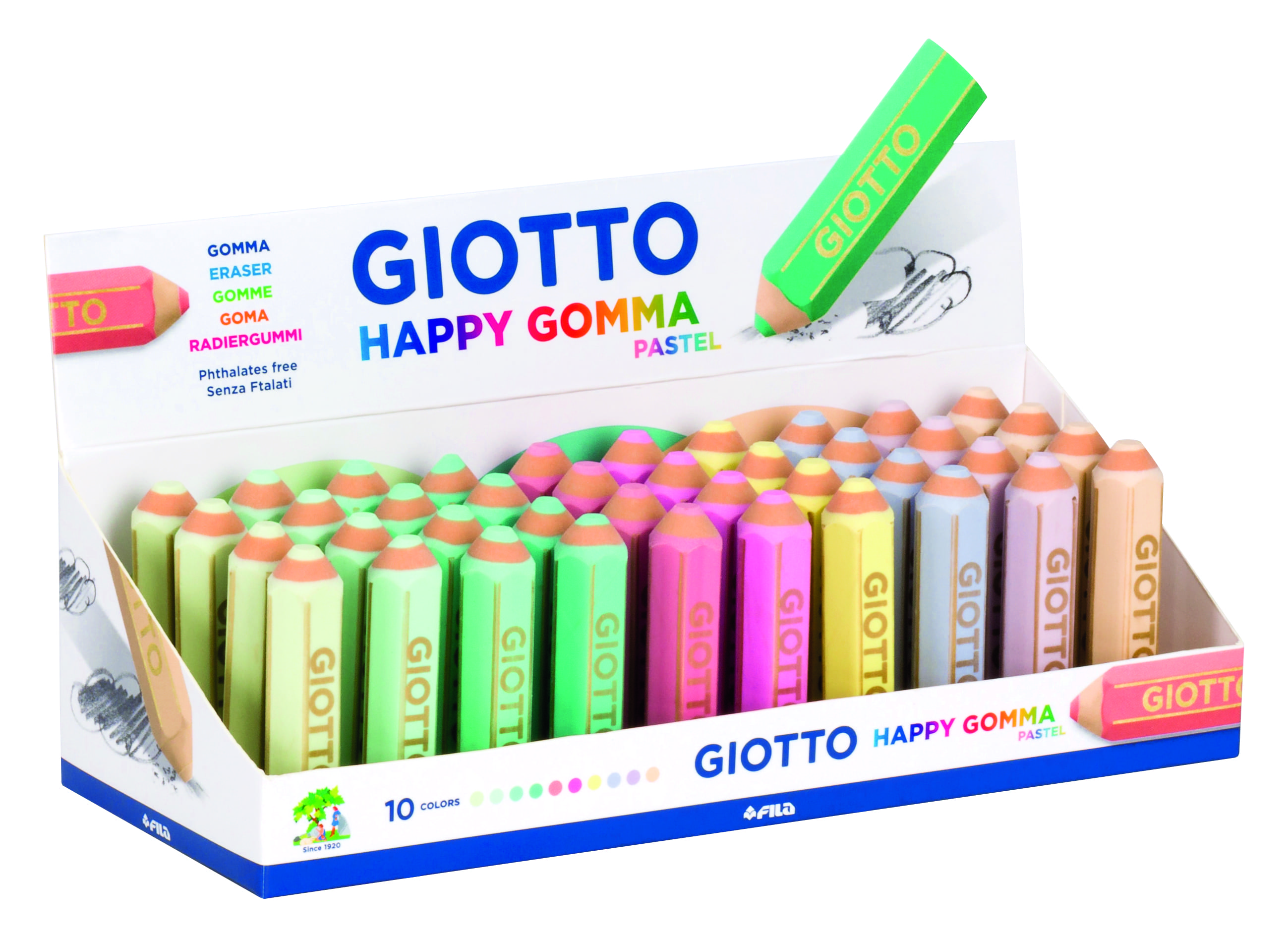 GOMMA GIOTTO HAPPY PASTEL ESPOSITORE 40PZ F234000
