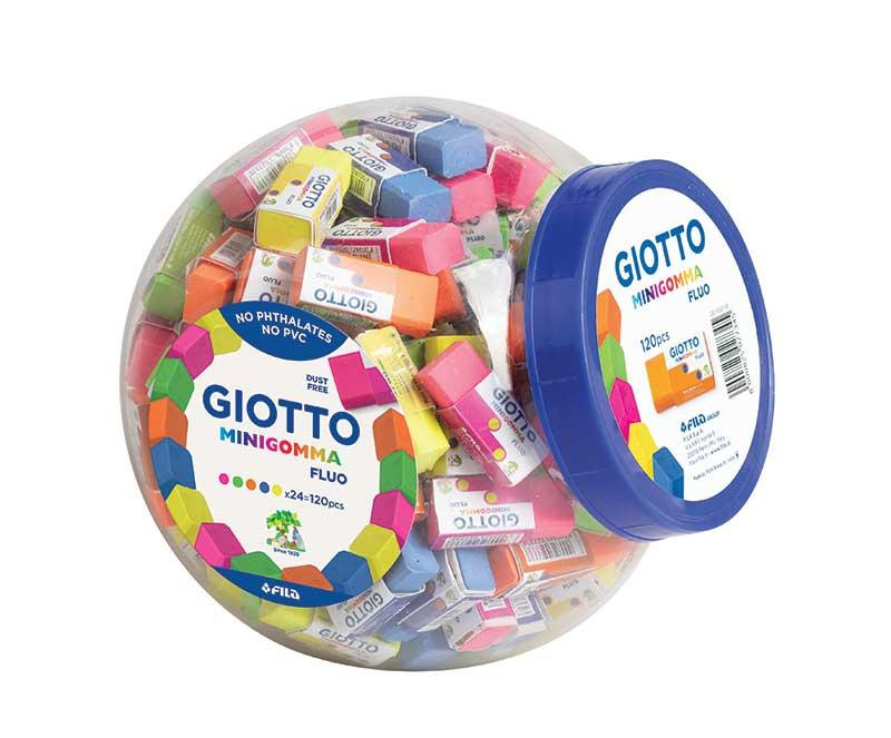 GIOTTO MINIGOMMA FLUO IN BOCCIA 120PZ F232700