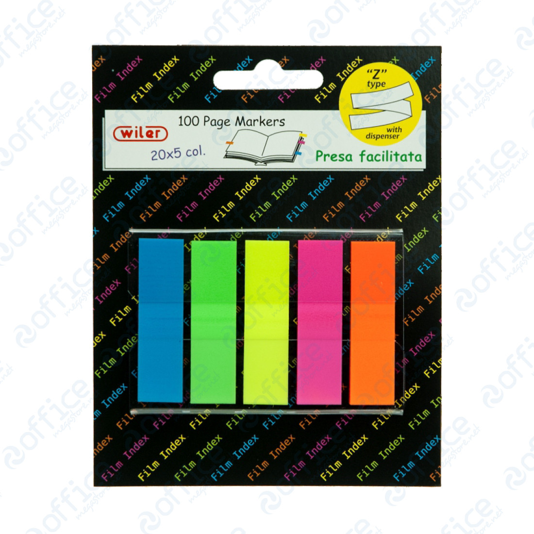 SEGNAPAGINA COLORATI IN PP MATITA 12X44 MM. 5 COLORI PM100P