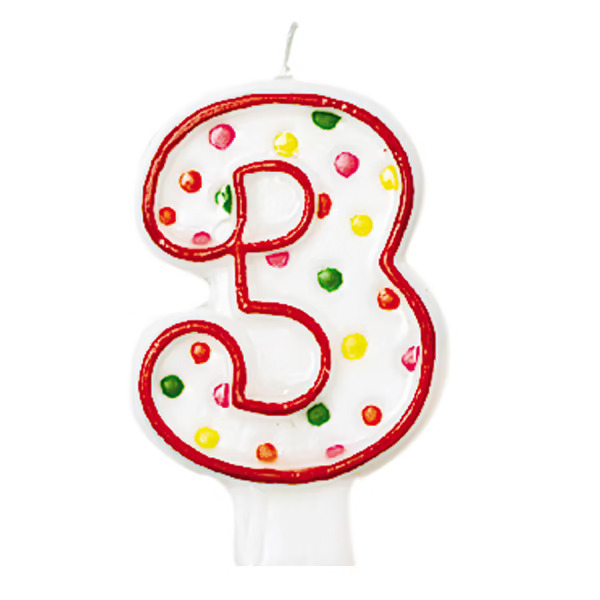 CANDELA POLKA DOTS NUMERO "3" 7AMINT176003