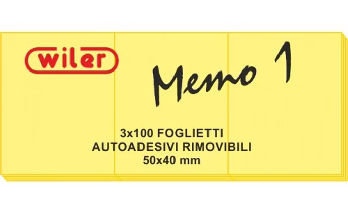 FOGLIETTI AUTOADESIVI RIMOVIBILI 3X100FG 40X50 MEMO1