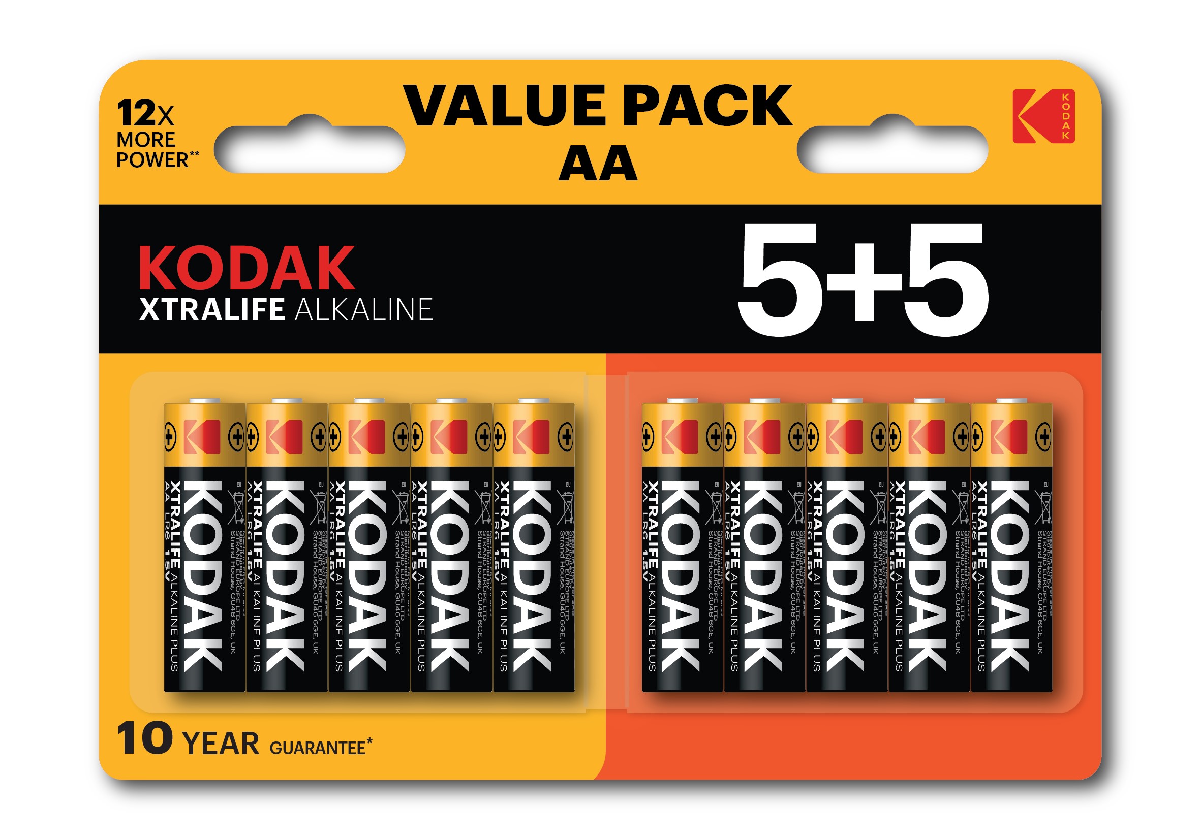 BATTERIE KODAK XTRALIFE ALKALINE STILO AA 5+5 KB6055