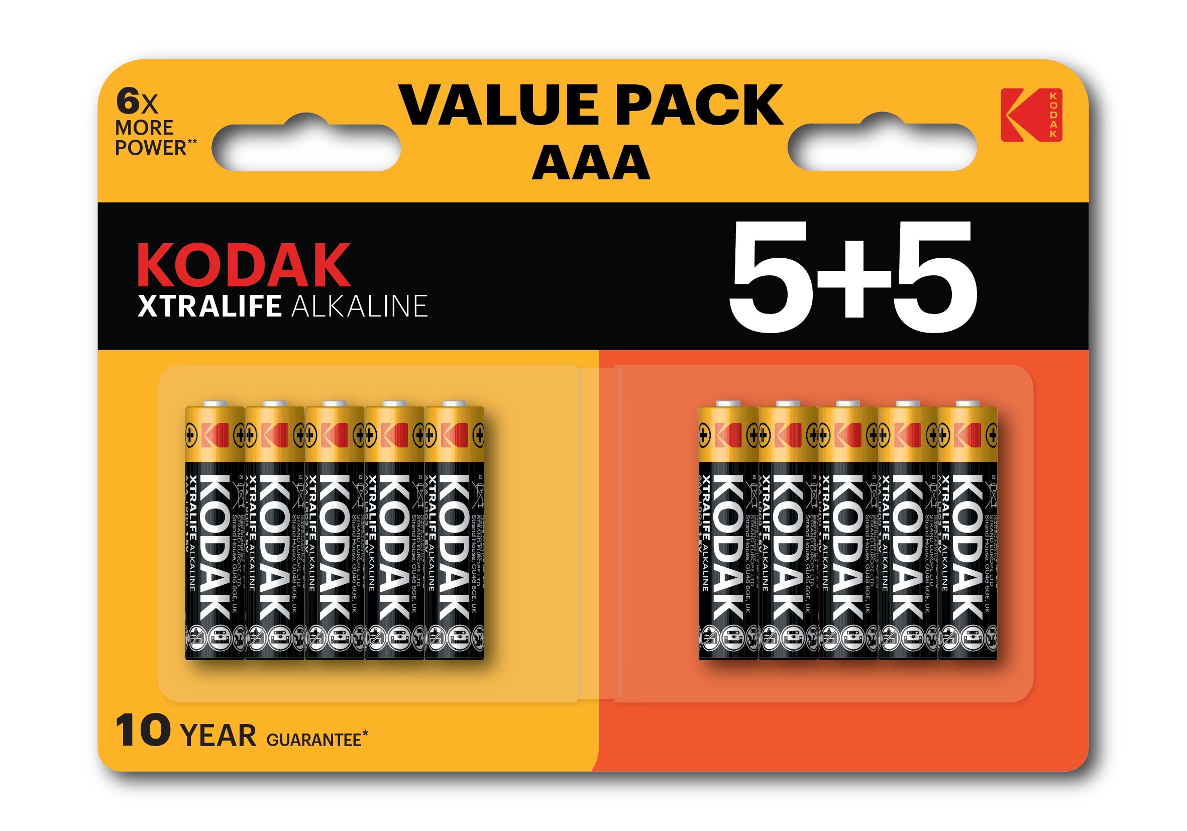 BATTERIE KODAK XTRALIFE ALKALINE MINISTILO AAA 5+5 KB6255
