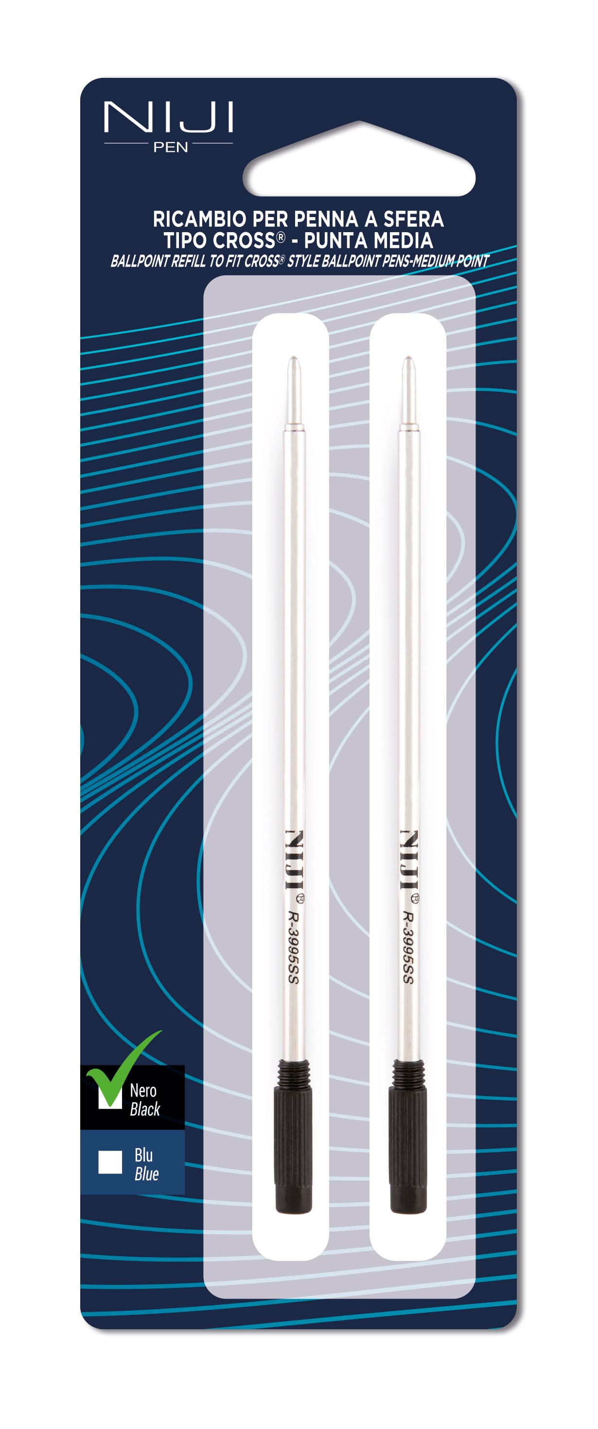 REFILL TIPO CROSS PUNTA MEDIA NERO BLISTER 2PZ 61908