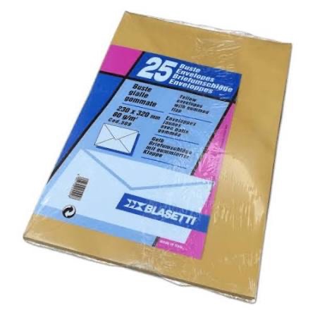 BUSTE PACK/25 GIALLE 23X32/80GR 0509