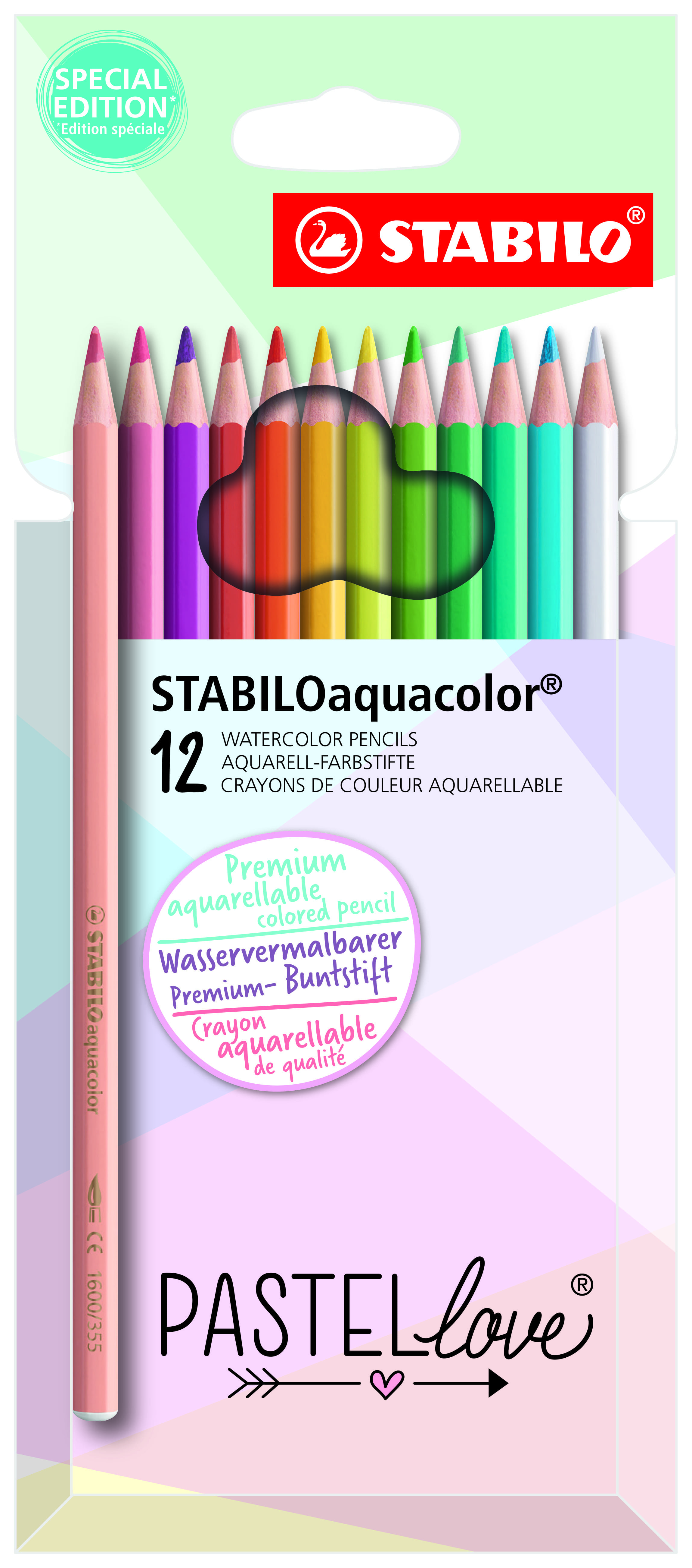 MATITA COLORATA AQUACOLOR PASTELLOVE WALLET 12PZ 1612/7