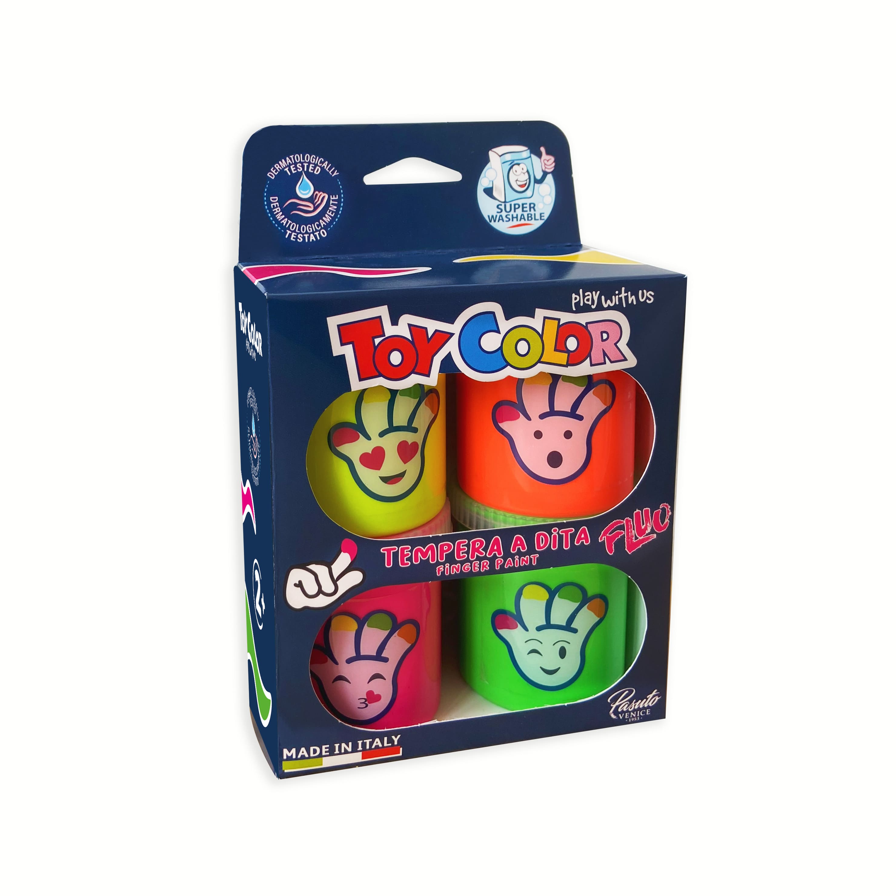 VALIGETTA 4 VASETTI 80 ML TEMPEERA DITA FLUO 4 COLORI 0506.000.TOY