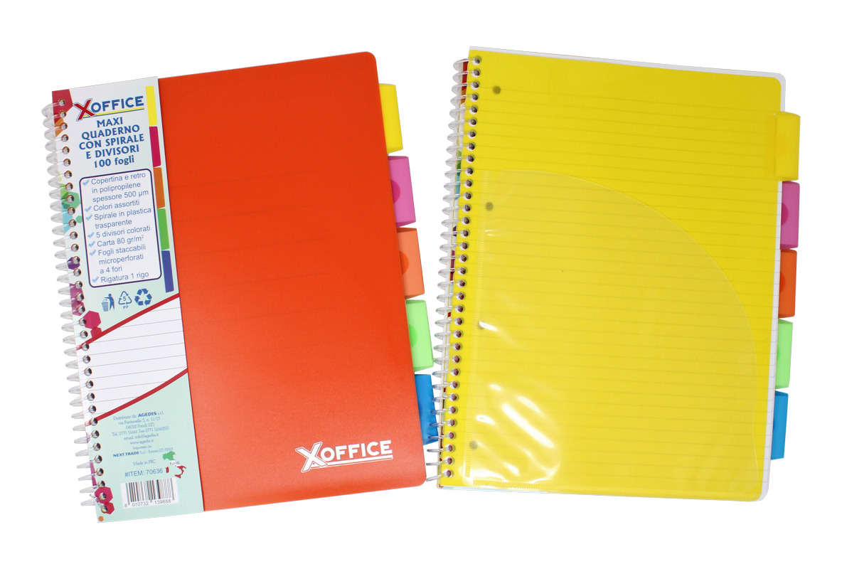 MAXI QUADERNO SPIRALE C/DIVISORI XOFFICE A4 1R 100FG. 70636