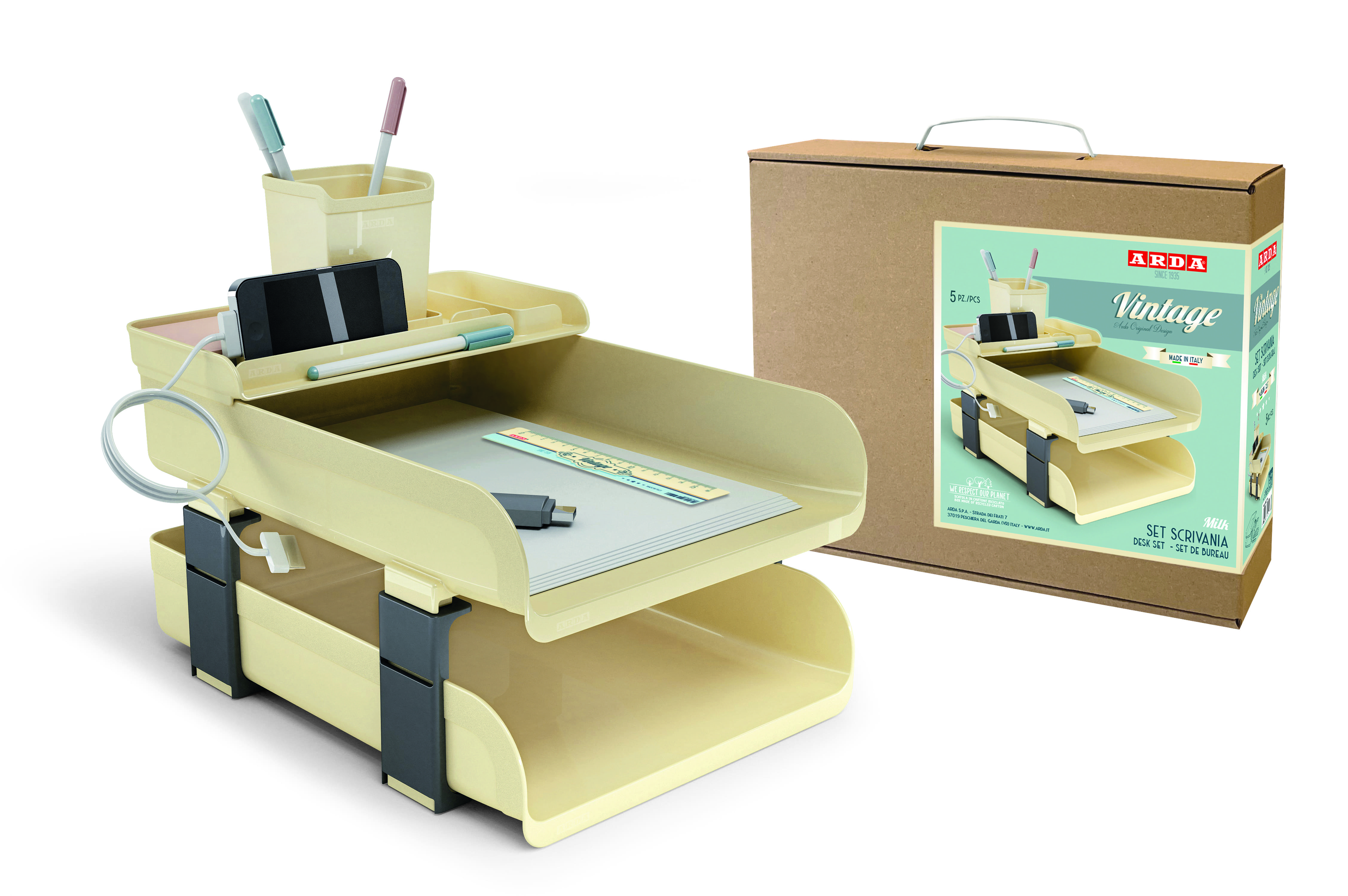 SET SCRIVANIA VINTAGE MILK AVORIO 830MI