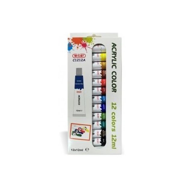 SCATOLA COLORI ACRILICI 12 TUBI 12ML C1212A