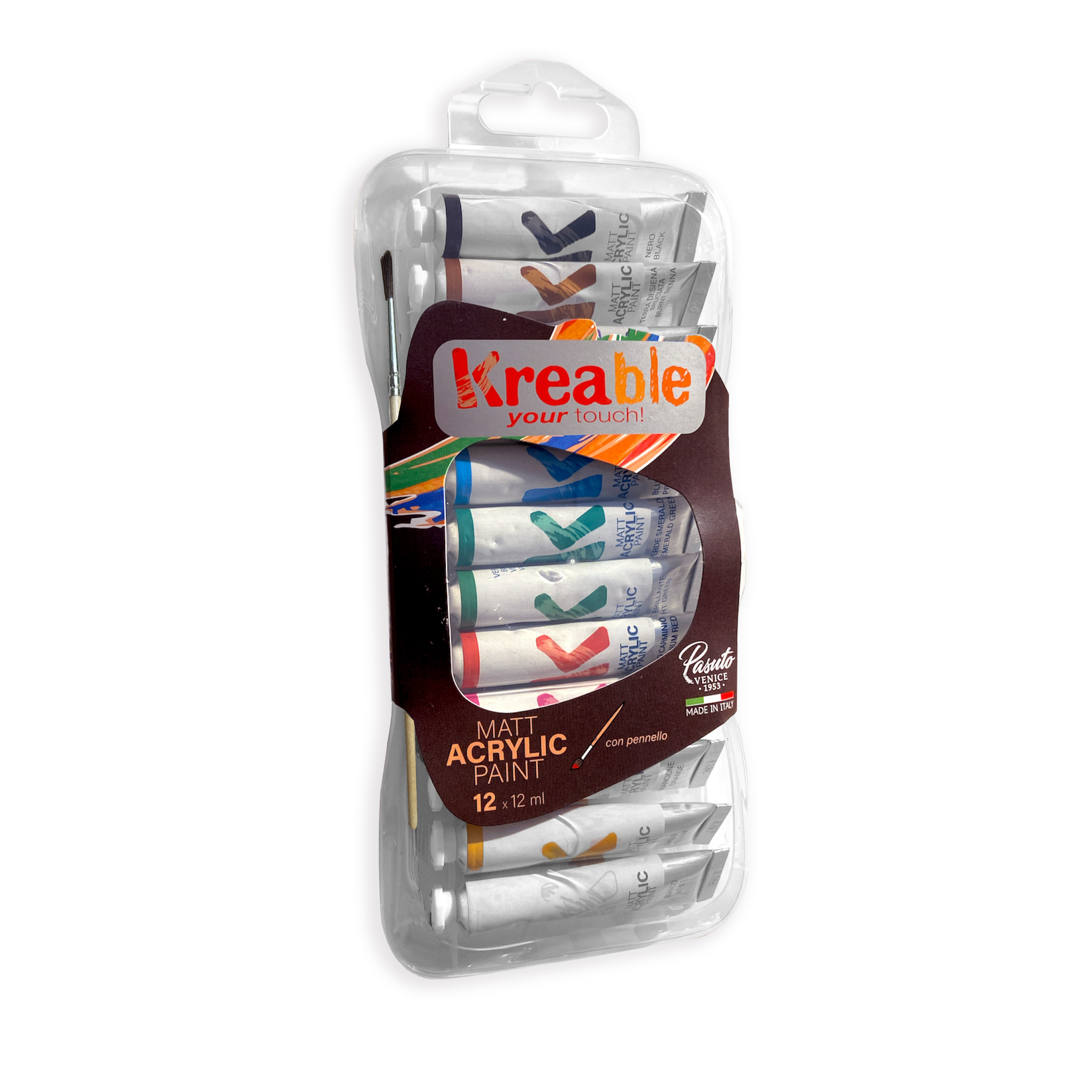 SCATOLA PLASTICA 12 TUBI 12ML COLORE ACRILICO 0896.120.KRE