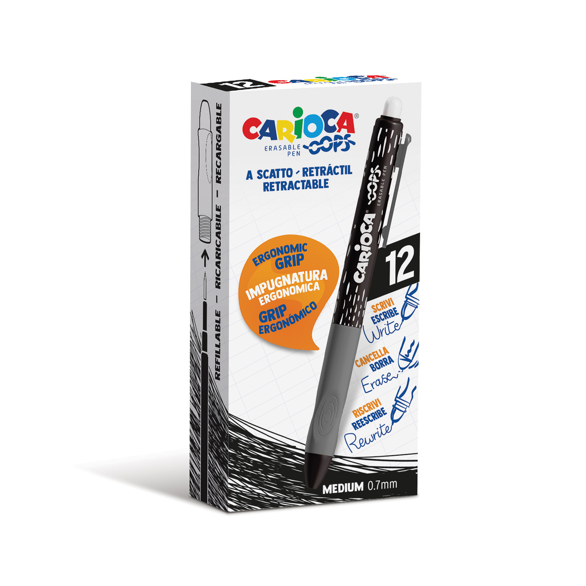 PENNA SFERA CANCELLABILE CARIOCA OPS SCATTO NERO 12PZ 43043/01