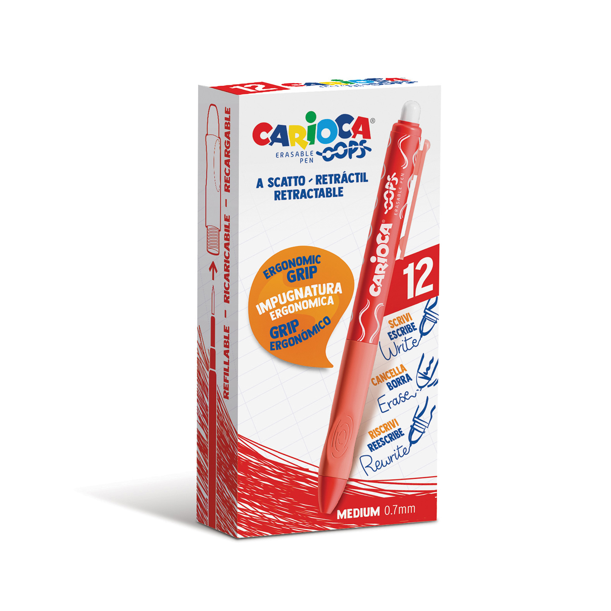 PENNA SFERA CANCELLABILE CARIOCA OPS SCATTO ROSSO 12PZ 43043/03