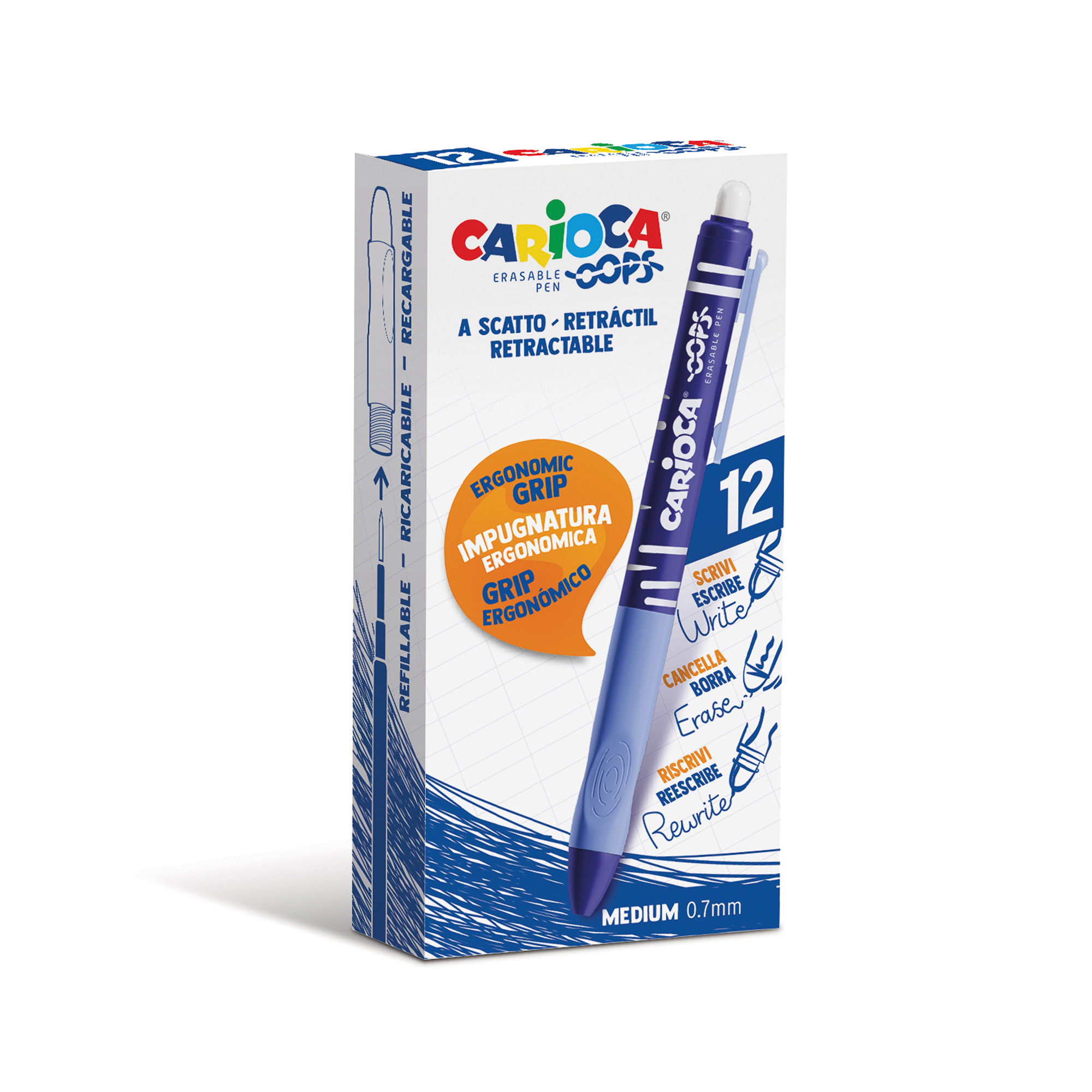PENNA SFERA CANCELLABILE CARIOCA OPS SCATTO BLU 12PZ 43043/02