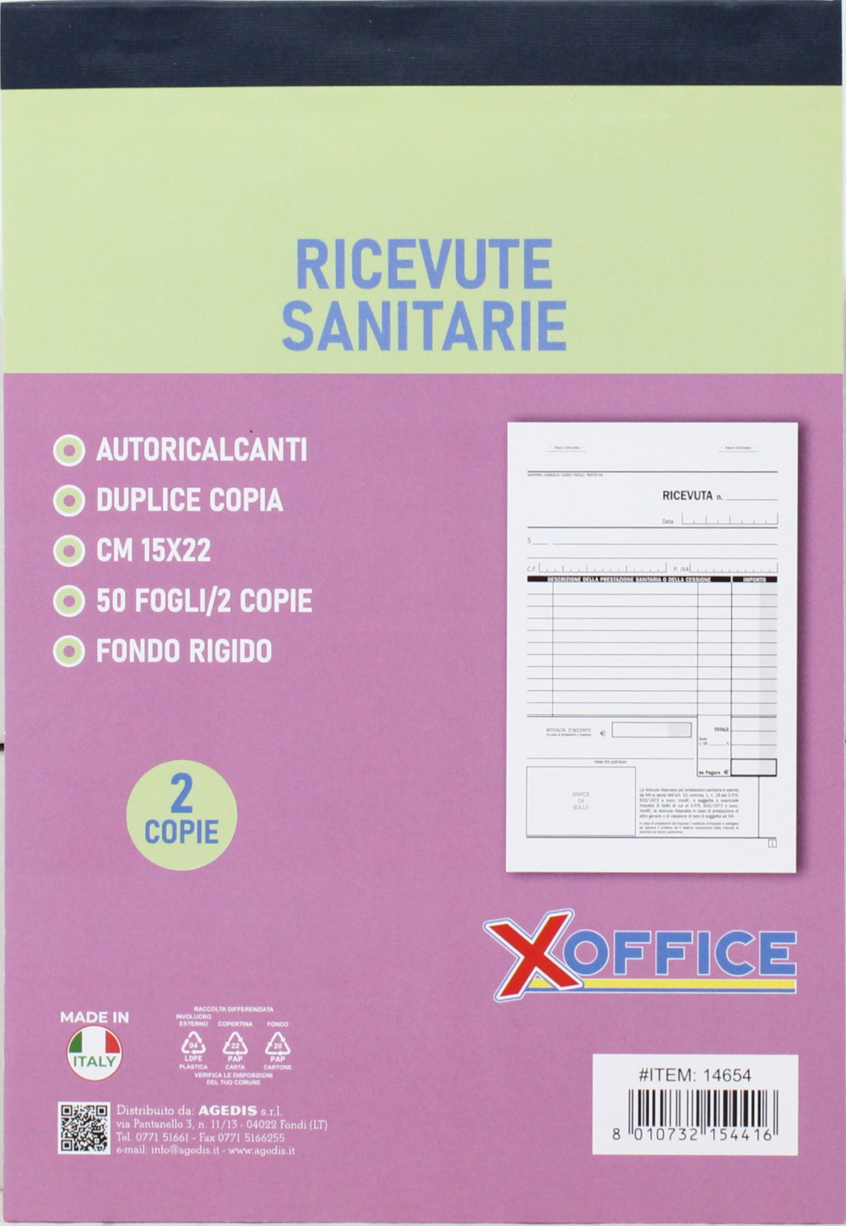 BLOCCO RICEVUTE SANITARIE 14654