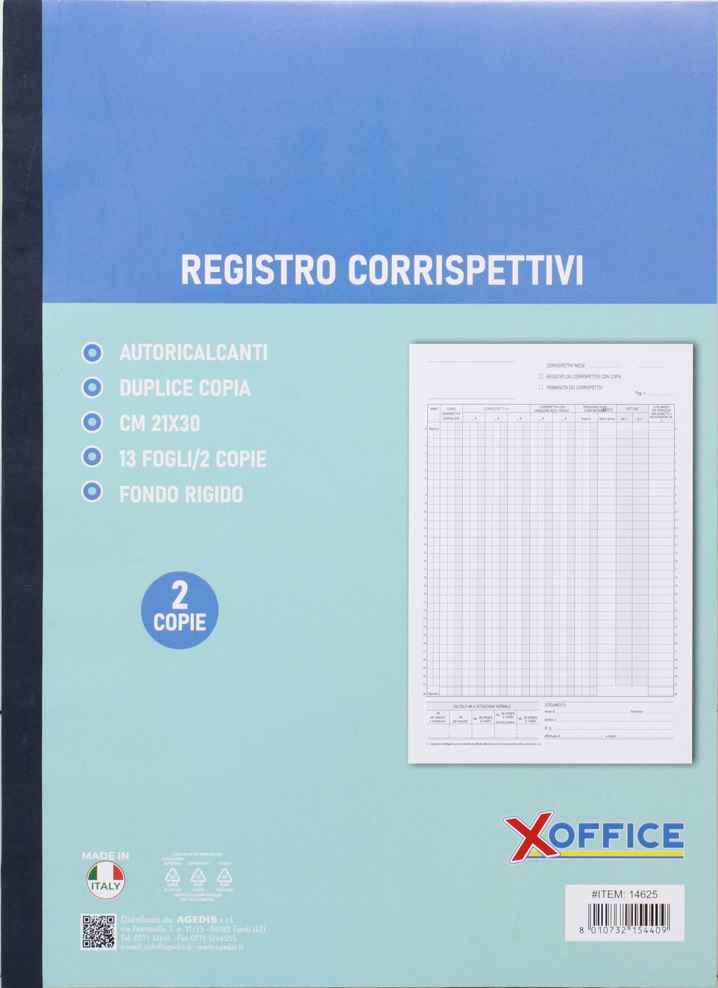 BLOCCO CORRISPETTIVI MENSILI 13X2 21X29 14625