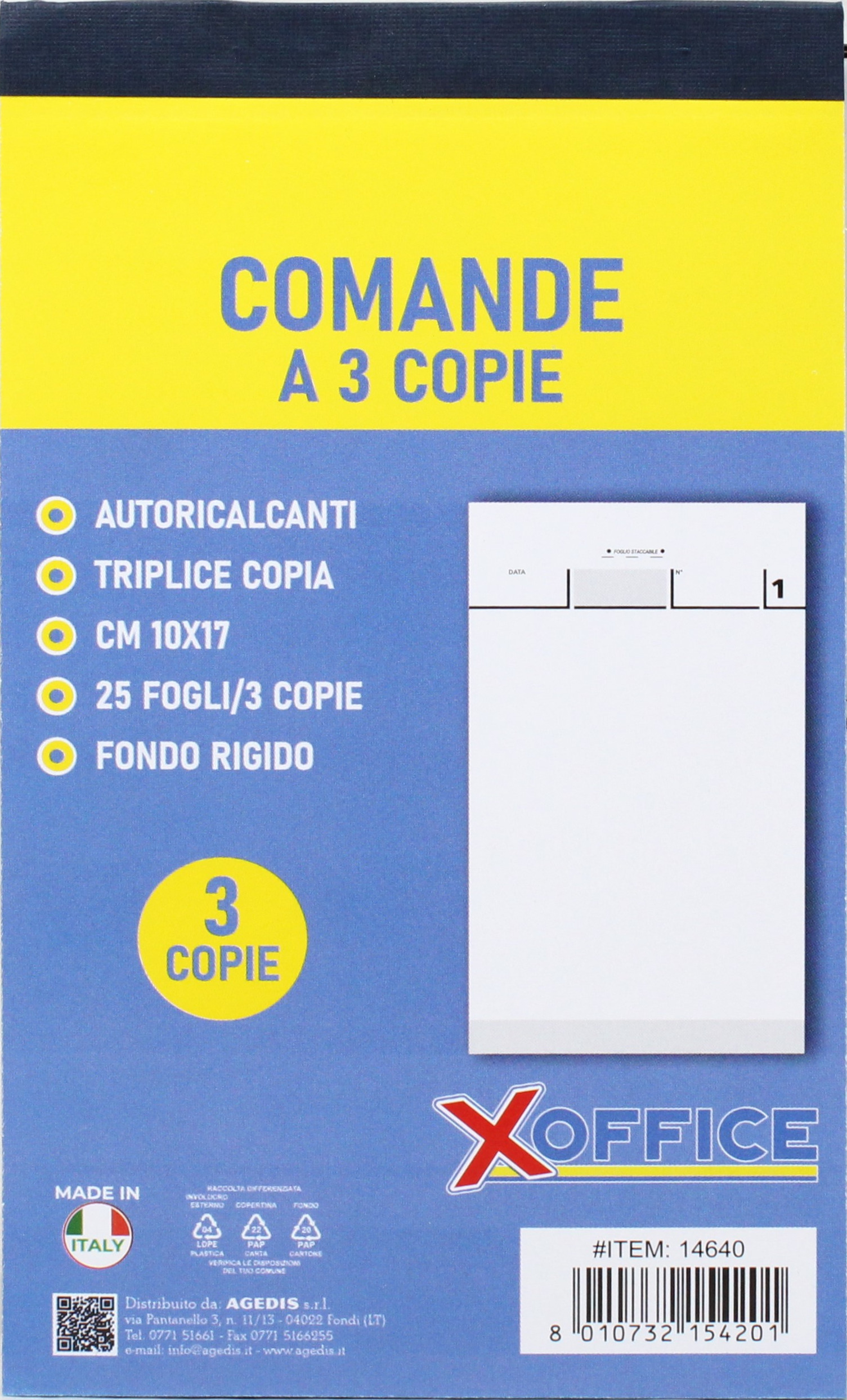 BLOCCO COMANDE 3 COPIE 25X3 14640