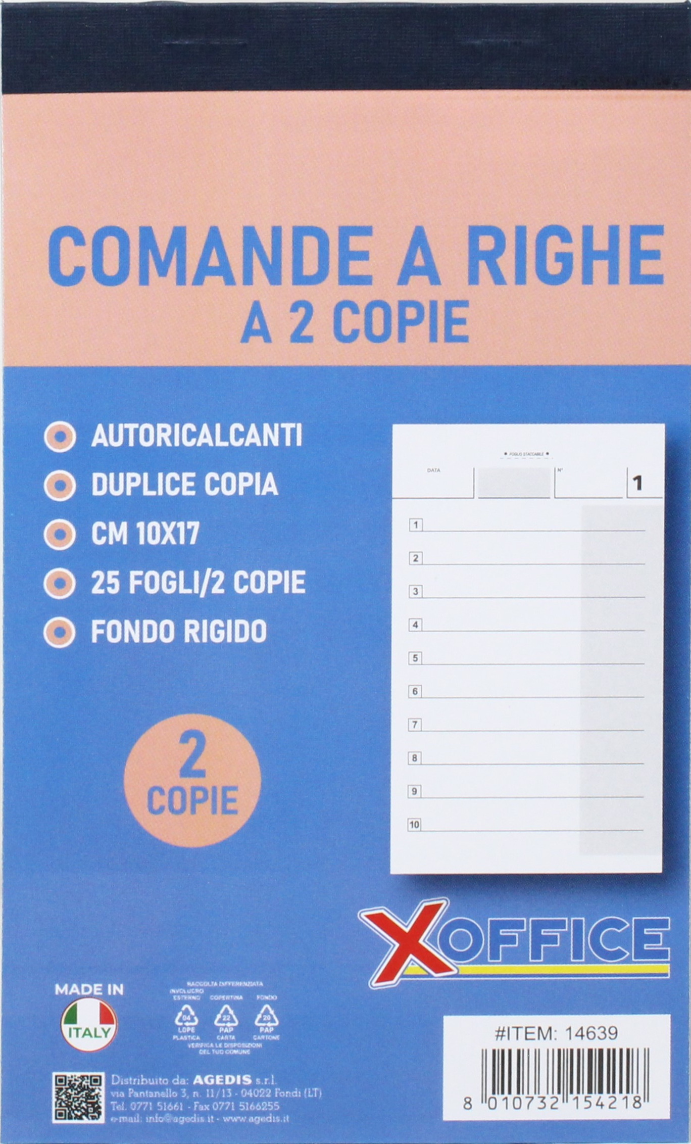 BLOCCO COMANDE 2 COPIE 50X2 RIGATE 14639
