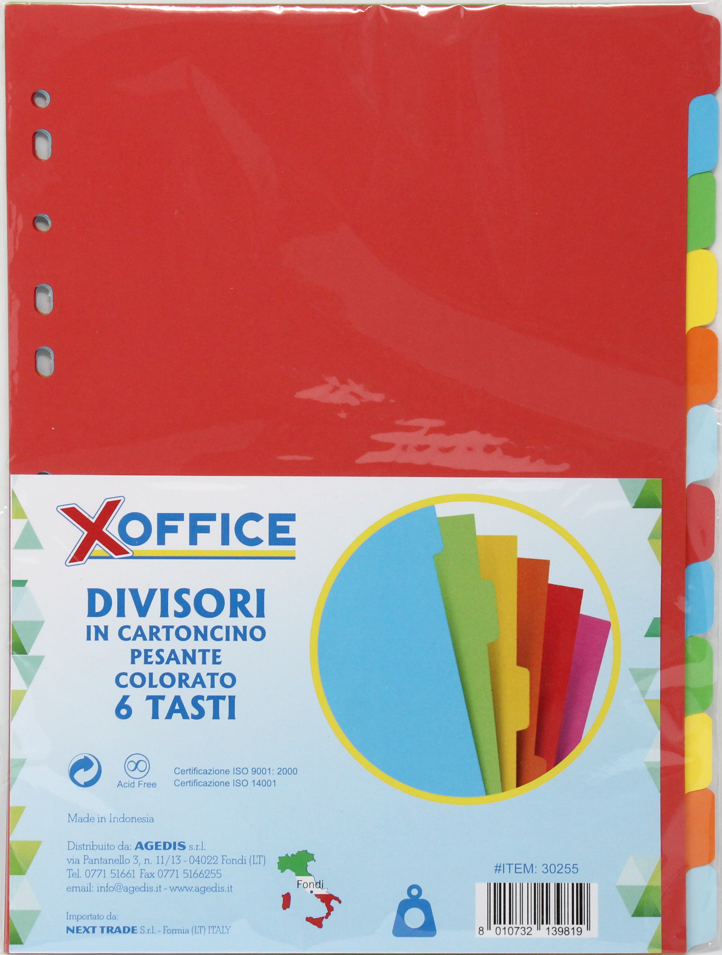 DIVISORI IN CARTONCINO 6 TASTI COLORATI 30255