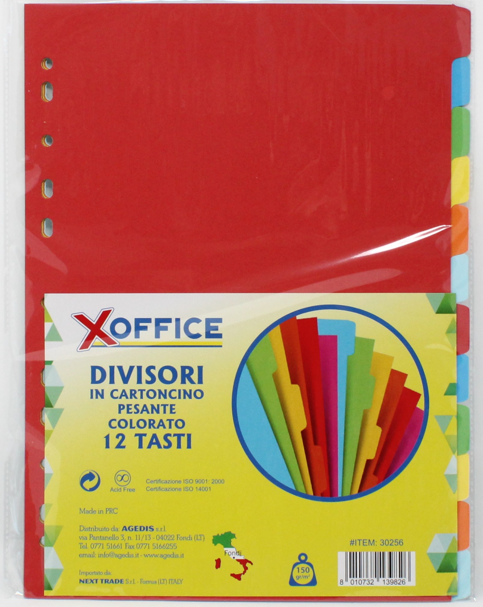 DIVISORI IN CARTONCINO 12 TASTI COLORATI 30256