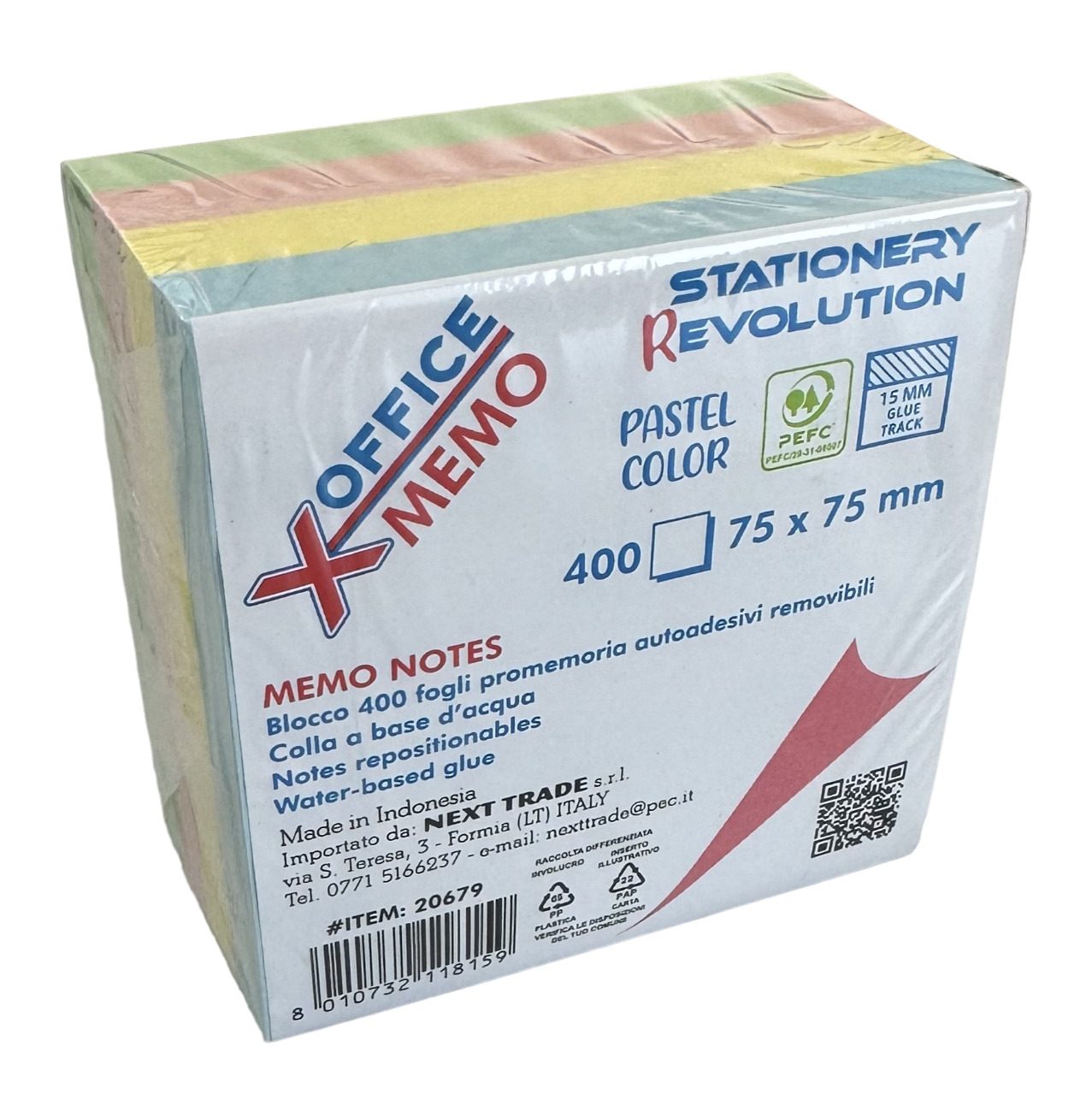 CUBO 400 FOGLI 76X76 PASTELLO XOFFICE 20679