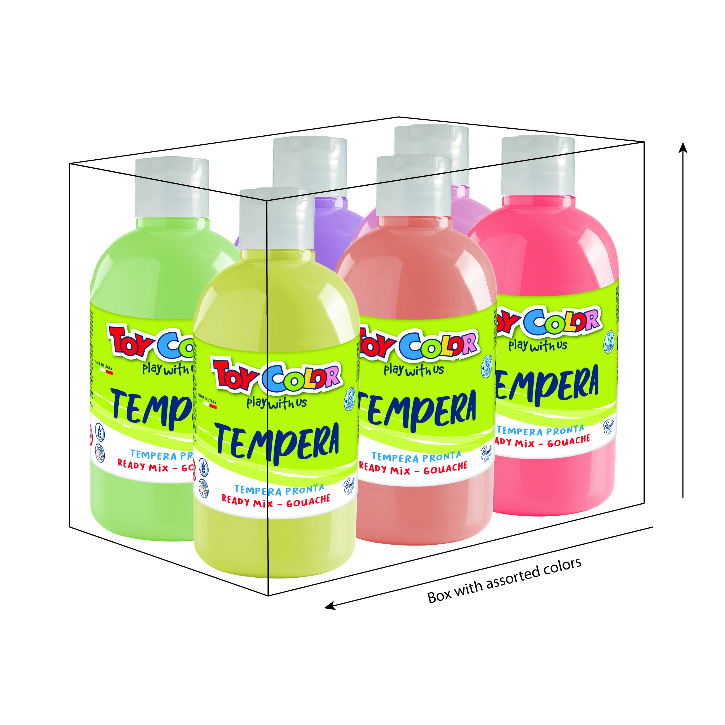COLORBOX 6 FLACONI TEMPERA PASTELLO 500ML 0566.000.TOY
