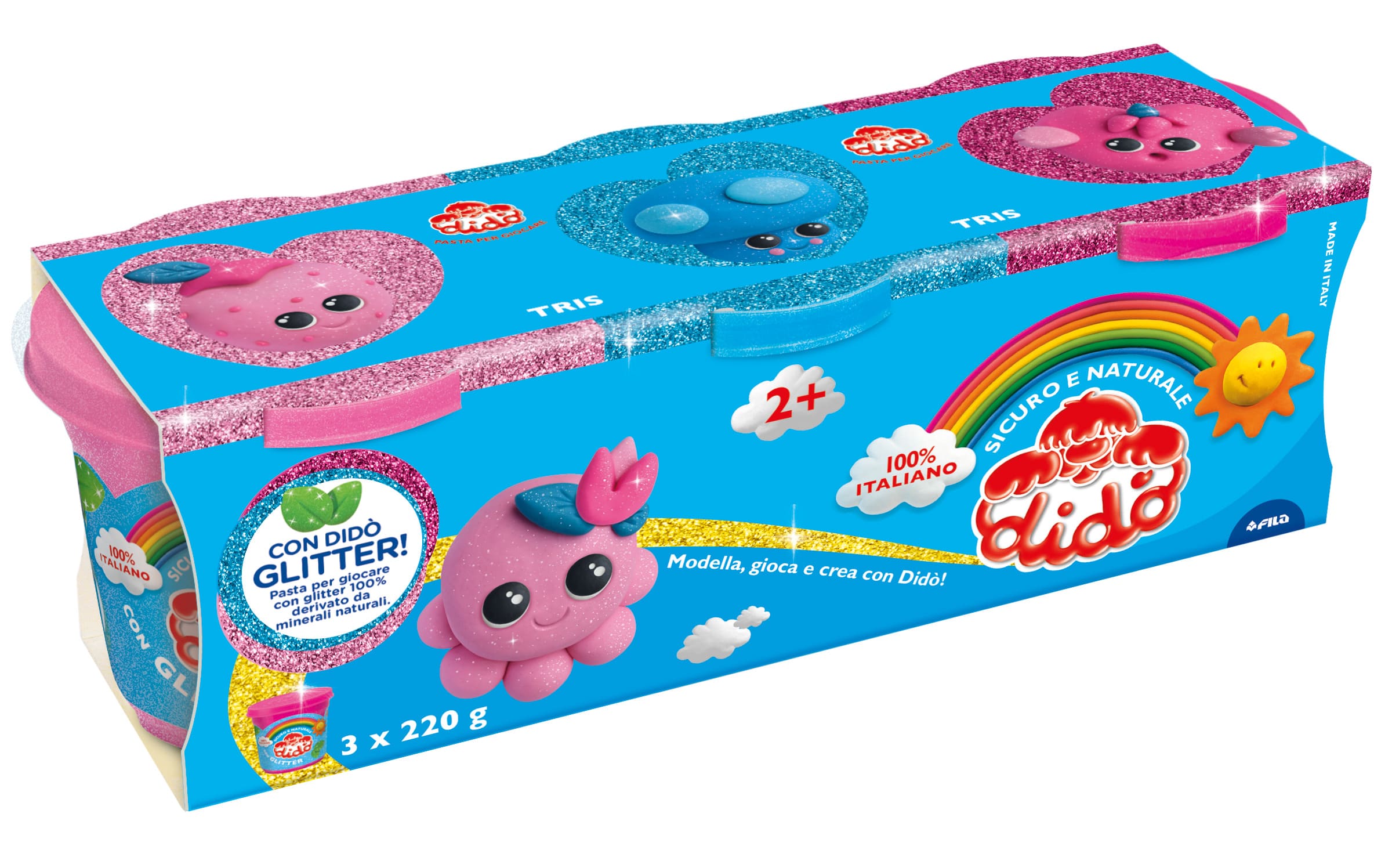 DIDO' TRIS GLITTER BARATTOLI ROS/MAG/AZZ 220GR. F363800