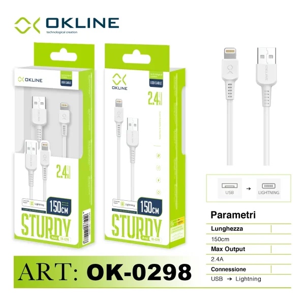 OKLINE IPHONE LIGHTNING USB CAVO 2.4A 150CM OK-0298